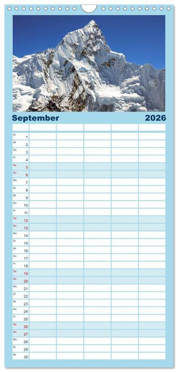 Produktbild: Familienplaner 2026 - Himalaya - Tr&auml;ume mit 5 Spalten (Wandkalender, 21 x 45 cm) CALVENDO
