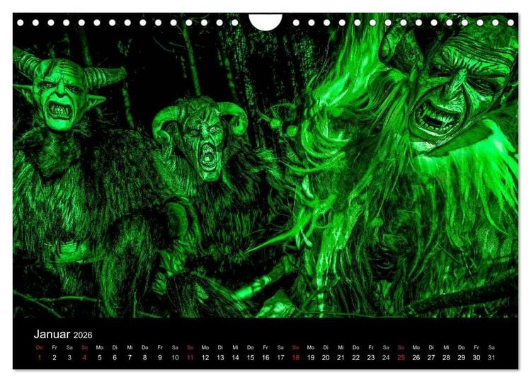 Produktbild: Perchten und Krampusse im Voralpenland (Wandkalender 2026 DIN A4 quer), CALVENDO Monatskalender
