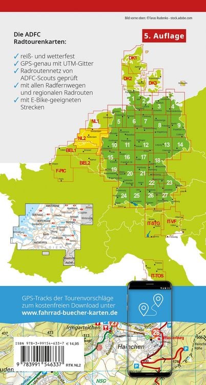 Produktbild: BVA ADFC Radtourenkarte Niederlande S&uuml;d, mit Knotenpunkten 1:150.000