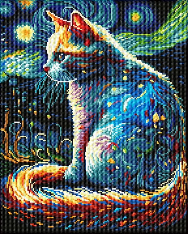 Produktbild: DIAMOND DOTZ - Diamond Painting Katze bei Nacht