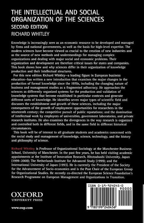 Produktbild: The Intellectual and Social Organization of the Sciences