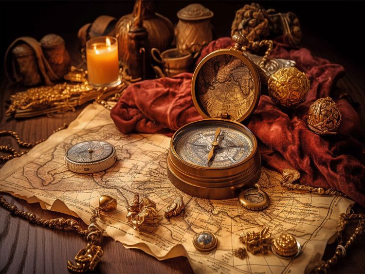 Produktbild: CALVENDO Puzzle Legend&auml;re Schatzkompassrose | 1000 Teile Lege-Gr&ouml;&szlig;e 64x48cm Foto-Puzzle f&uuml;r gl&uuml;ckliche Stunden