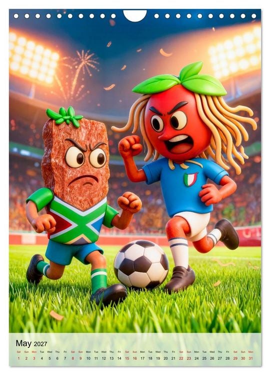 Produktbild: Funny Food Football - Creative Sports Characters (Wall Calendar 2027 DIN A4 portrait), CALVENDO 12 Month Wall Calendar