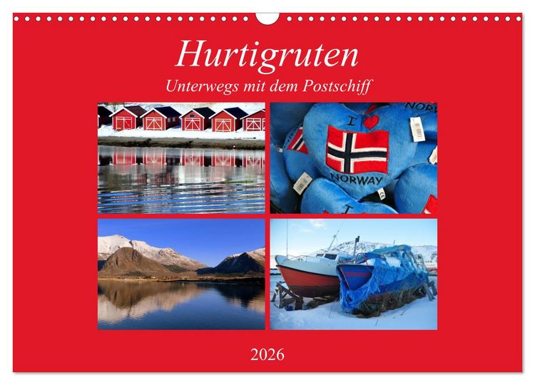 Produktbild: Hurtigruten - Unterwegs mit dem Postschiff (Wandkalender 2026 DIN A3 quer), CALVENDO Monatskalender