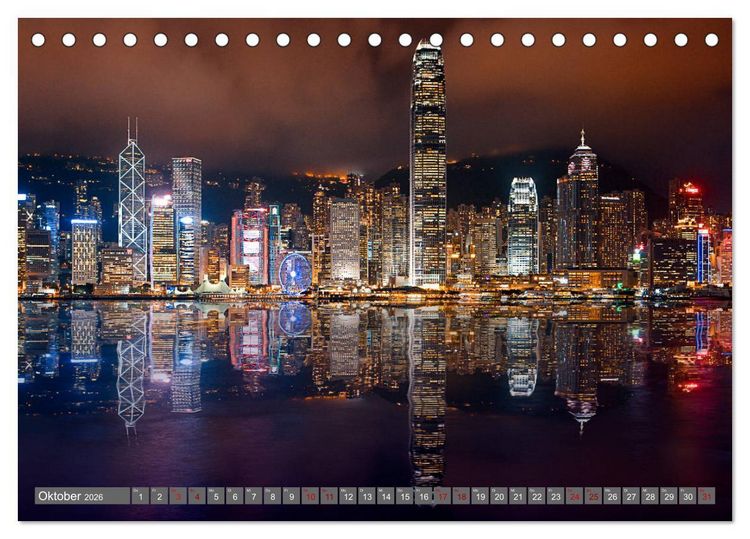 Produktbild: Hong Kong Citylights (Tischkalender 2026 DIN A5 quer), CALVENDO Monatskalender