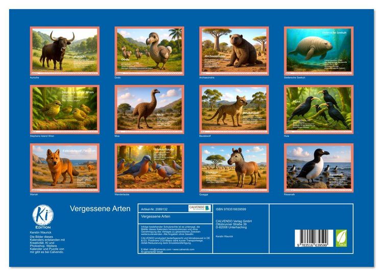 Produktbild: Vergessene Arten (Wandkalender 2026 DIN A3 quer), CALVENDO Monatskalender