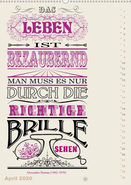 Produktbild: Die sch&ouml;nsten Lebensweisheiten Typo - Kalender (Premium, hochwertiger DIN A2 Wandkalender 2020, Kunstdruck in Hochglanz)