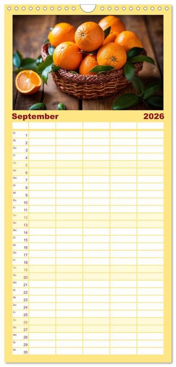 Produktbild: Familienplaner 2026 - Gesundes frisches Obst mit 5 Spalten (Wandkalender, 21 x 45 cm) CALVENDO