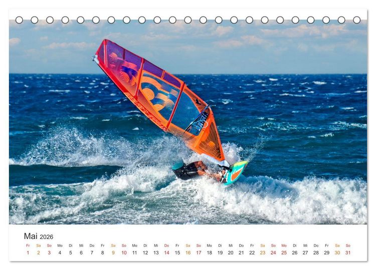 Produktbild: Windsurfen - endlose Wellen (Tischkalender 2026 DIN A5 quer), CALVENDO Monatskalender