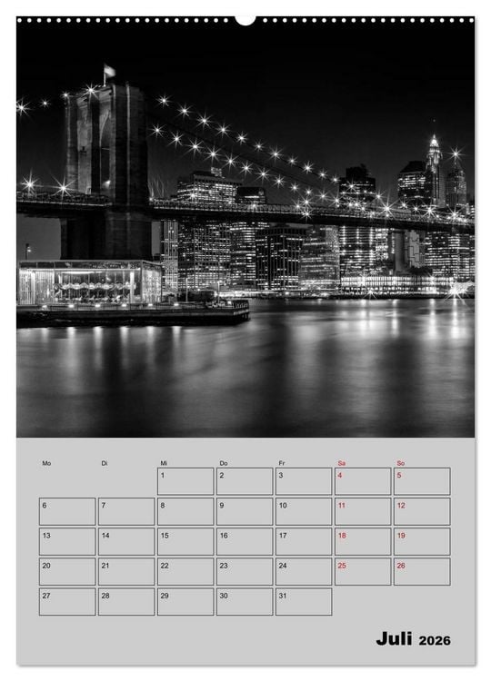 Produktbild: NEW YORK CITY Monochrome Stadtansichten (Wandkalender 2026 DIN A2 hoch), CALVENDO Monatskalender