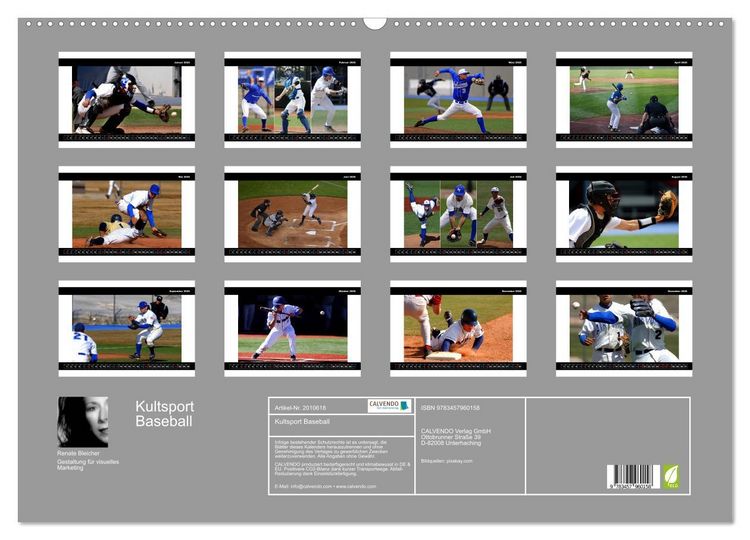Produktbild: Kultsport Baseball (Wandkalender 2026 DIN A2 quer), CALVENDO Monatskalender