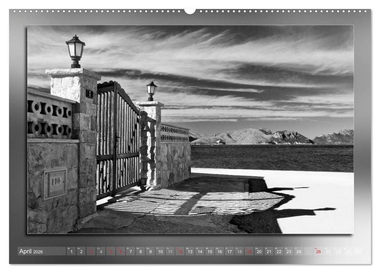 Produktbild: Mallorca Schwarz Wei&szlig; (hochwertiger Premium Wandkalender 2026 DIN A2 quer), Kunstdruck in Hochglanz