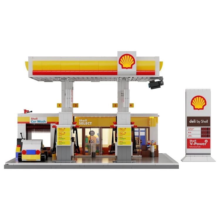 Produktbild: CaDA Shell Tankstelle mit Shop und Waschanlage Bricks