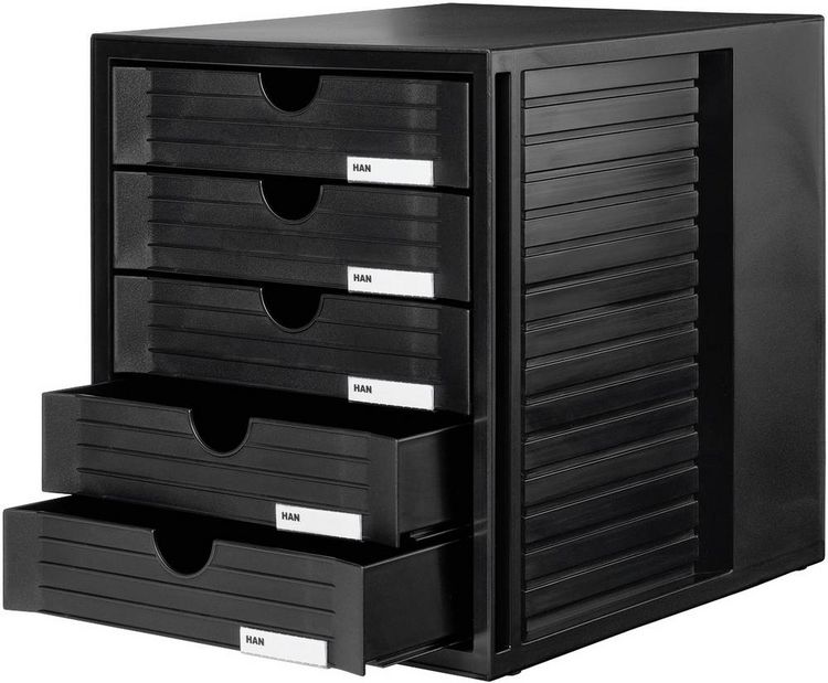 Produktbild: HAN Systembox 1450-13 Schubladenbox Schwarz DIN A4, DIN C4 Anzahl der Schubf&auml;cher: 5