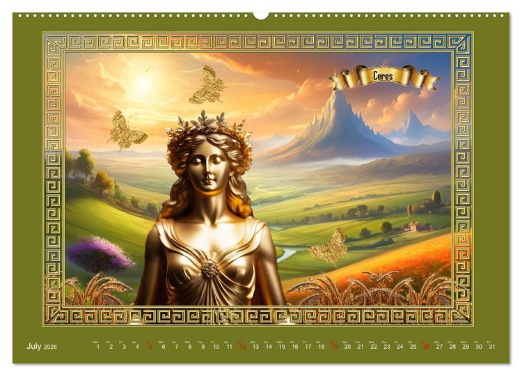 Produktbild: Roman Gods - under the spell of mythology (High Quality Premium Wall Calendar 2026 DIN A2 landscape),CALVENDO 12 Month Wall Calendar