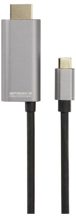 Produktbild: SpeaKa Professional USB-C&reg; / HDMI Adapterkabel USB-C&reg; Stecker, HDMI-A Stecker, USB-C&reg; Buchse 1.00m Schwarz SP-12875852 4K UHD