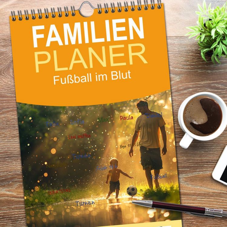 Produktbild: Familienplaner 2026 - Fu&szlig;ball im Blut mit 5 Spalten (Wandkalender, 21 x 45 cm) CALVENDO