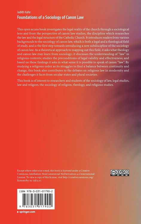 Produktbild: Foundations of a Sociology of Canon Law