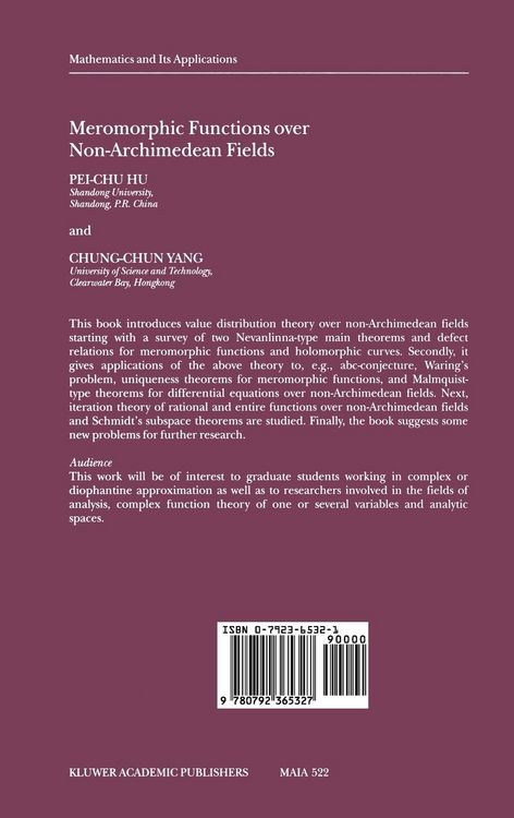 Produktbild: Meromorphic Functions over Non-Archimedean Fields