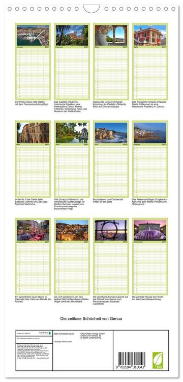 Produktbild: Familienplaner 2027 - Die zeitlose Sch&ouml;nheit von Genua mit 5 Spalten (Wandkalender, 21 x 45 cm) CALVENDO