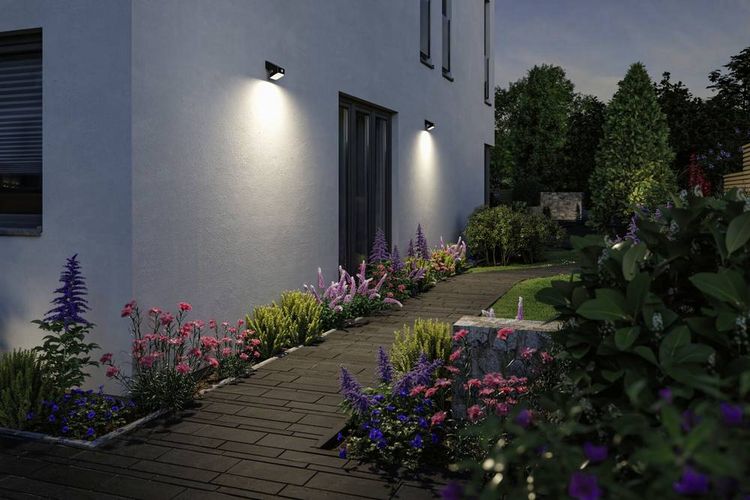 Produktbild: Paulmann 94608 Lesly Solar-Wandstrahler mit Bewegungsmelder 5.5W Warmwei&szlig; Anthrazit
