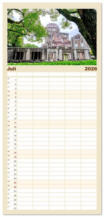 Produktbild: Familienplaner 2026 - Japan - Traditon und Moderne mit 5 Spalten (Wandkalender, 21 x 45 cm) CALVENDO