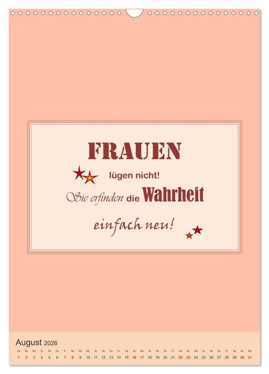 Produktbild: Was Mann &uuml;ber Frau wissen sollte und umgekehrt ... (Wandkalender 2026 DIN A3 hoch), CALVENDO Monatskalender
