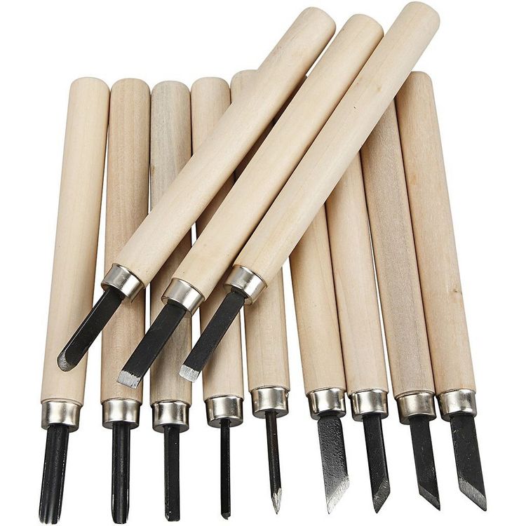 Produktbild: Creativ Company Schnitzwerkzeuge mit Holzgriff, 12er Set