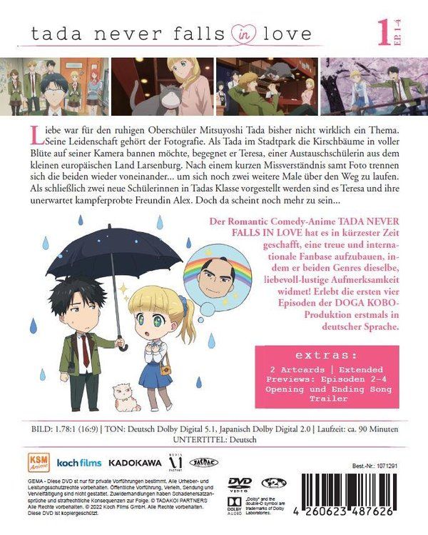 Produktbild: Tada Never Falls in Love Vol. 1 (Ep.1-4) im Sammelschuber