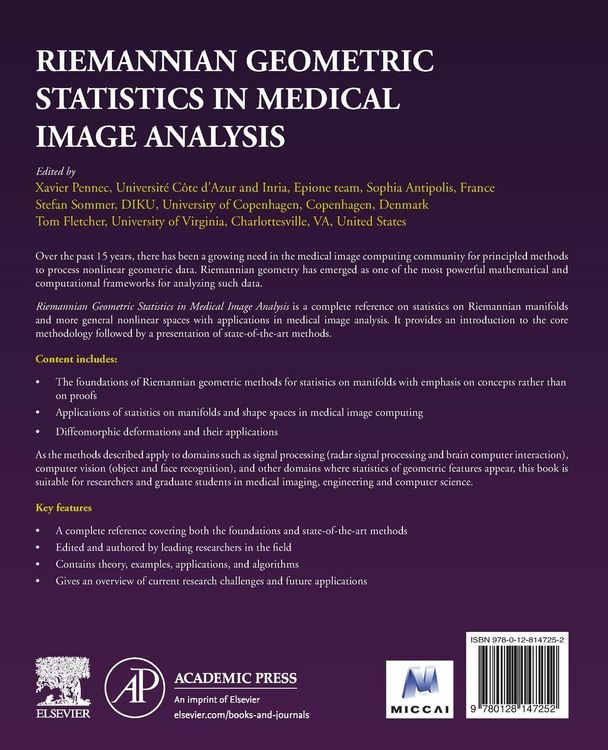 Produktbild: Riemannian Geometric Statistics in Medical Image Analysis