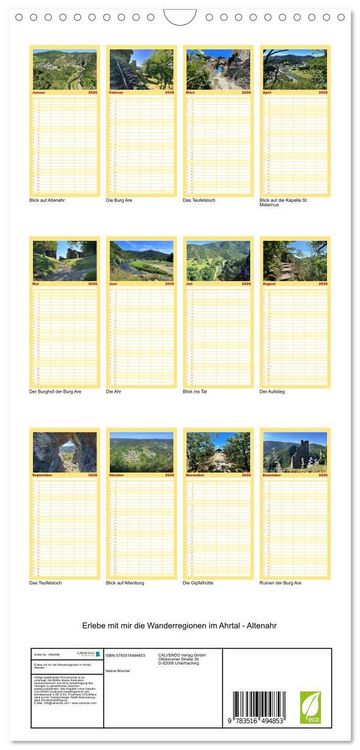 Produktbild: Familienplaner 2026 - Erlebe mit mir die Wanderregionen im Ahrtal - Altenahr mit 5 Spalten (Wandkalender, 21 x 45 cm) CALVENDO