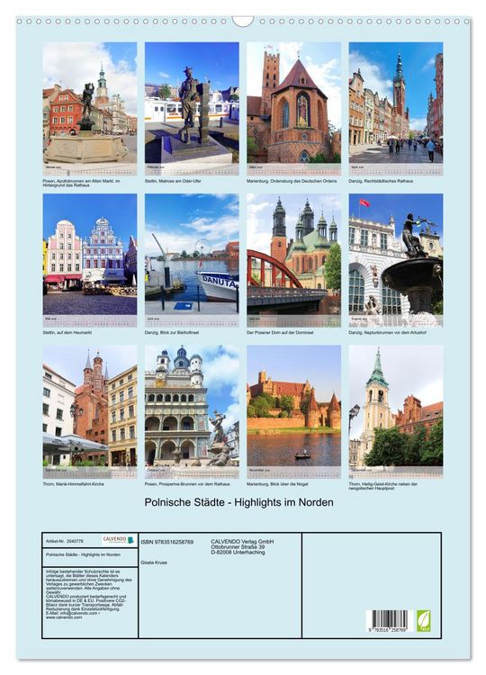 Produktbild: Polnische St&auml;dte - Highlights im Norden (Wandkalender 2026 DIN A2 hoch), CALVENDO Monatskalender