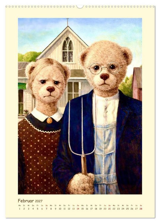 Produktbild: Teddy Kunstgalerie (Wandkalender 2027 DIN A2 hoch), CALVENDO Monatskalender