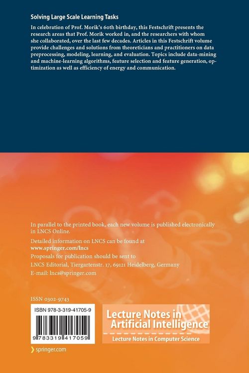 Produktbild: Solving Large Scale Learning Tasks. Challenges and Algorithms