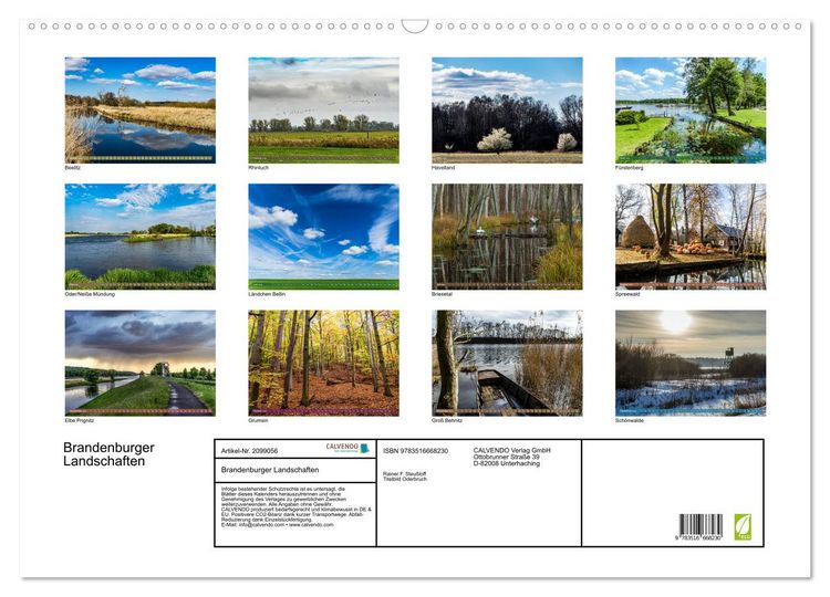 Produktbild: Brandenburger Landschaften (Wandkalender 2026 DIN A2 quer), CALVENDO Monatskalender