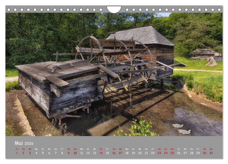 Produktbild: Historische M&uuml;hlen - R&auml;der und Fl&uuml;gel der Vergangenheit (Wandkalender 2026 DIN A4 quer), CALVENDO Monatskalender