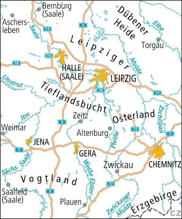 Produktbild: ADFC-Radtourenkarte 13 Saale /Westliches Erzgebirge 1:150.000, rei&szlig;- und wetterfest, E-Bike geeignet, GPS-Tracks Download