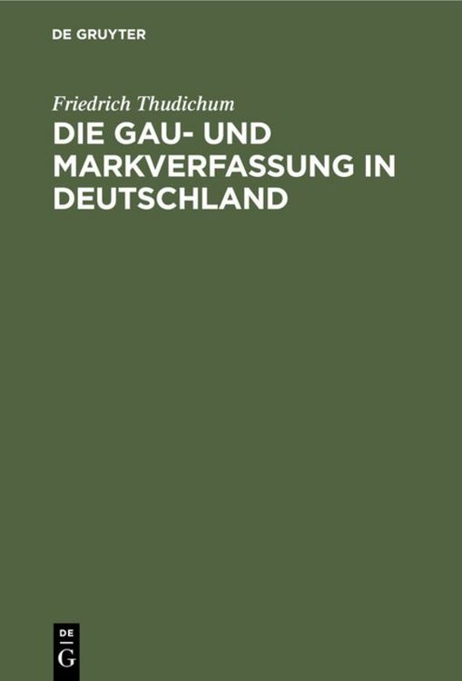 Produktbild: Die Gau- und Markverfassung in Deutschland