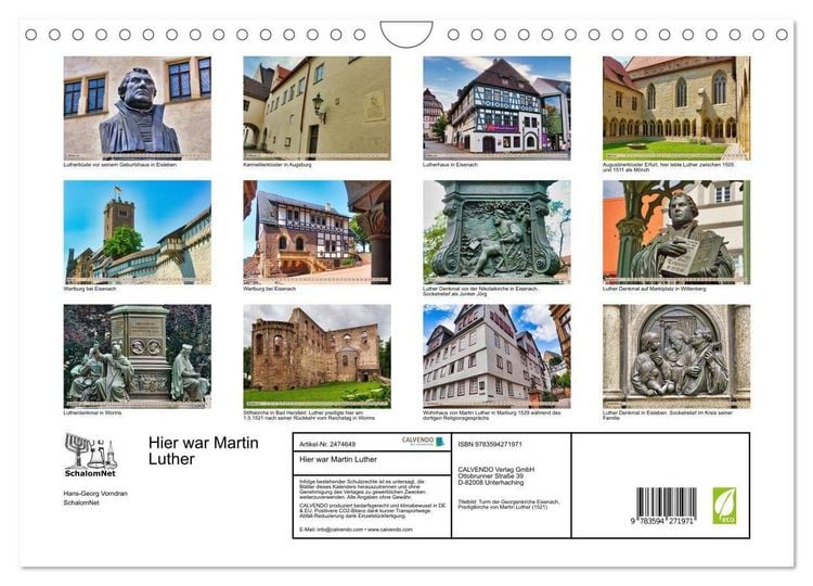 Produktbild: Hier war Martin Luther (Wandkalender 2027 DIN A4 quer), CALVENDO Monatskalender