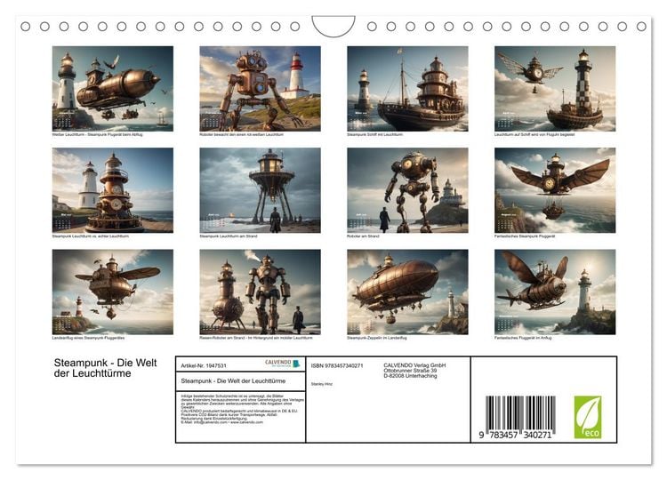 Produktbild: Steampunk - Die Welt der Leuchtt&uuml;rme (Wandkalender 2026 DIN A4 quer), CALVENDO Monatskalender