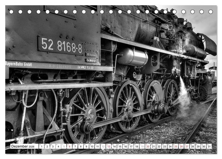 Produktbild: Unter Dampf - Eisenbahnromantik in schwarz-wei&szlig; (Tischkalender 2026 DIN A5 quer), CALVENDO Monatskalender