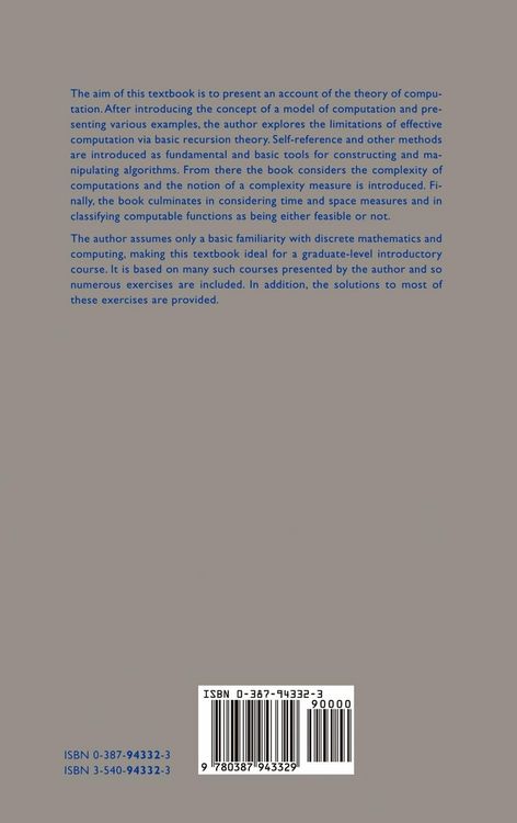 Produktbild: A Recursive Introduction to the Theory of Computation