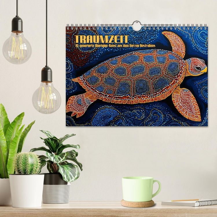 Produktbild: Traumzeit - KI-generierte Aborigine-Kunst aus dem Herzen Australiens (Wandkalender 2026 DIN A4 quer), CALVENDO Monatskalender