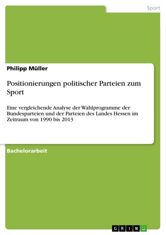 Produktbild: Positionierungen politischer Parteien zum Sport