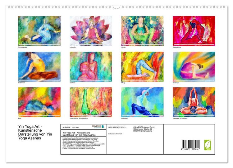 Produktbild: Yin Yoga Art - K&uuml;nstlerische Darstellung von Yin Yoga Asanas (hochwertiger Premium Wandkalender 2026 DIN A2 quer), Kunstdruck in Hochglanz
