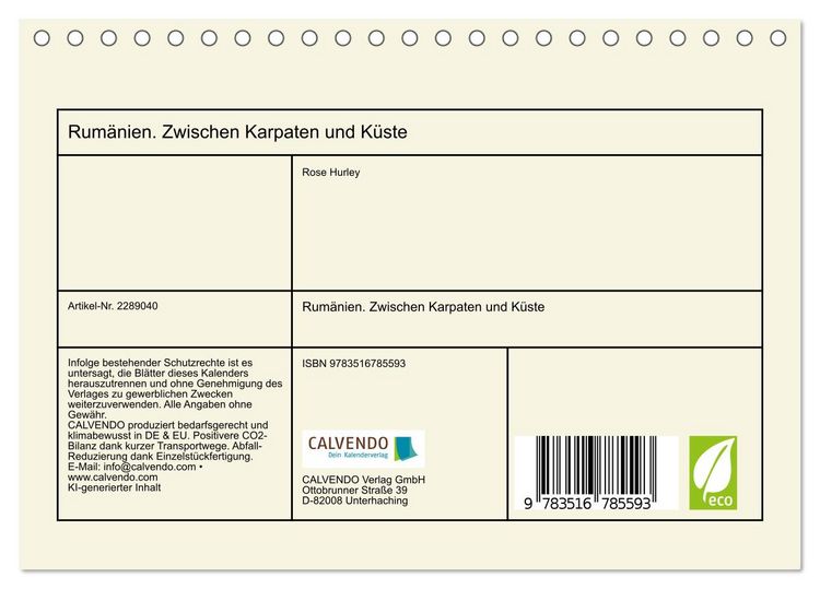 Produktbild: Rum&auml;nien. Zwischen Karpaten und K&uuml;ste (Tischkalender 2027 DIN A5 quer), CALVENDO Monatskalender