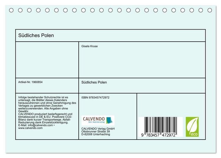 Produktbild: S&uuml;dliches Polen (Tischkalender 2026 DIN A5 quer), CALVENDO Monatskalender