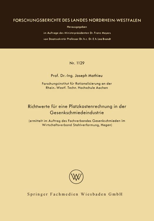 Produktbild: Richtwerte f&uuml;r eine Platzkostenrechnung in der Gesenkschmiedeindustrie