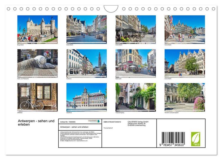 Produktbild: Antwerpen - sehen und erleben (Wandkalender 2026 DIN A4 quer), CALVENDO Monatskalender
