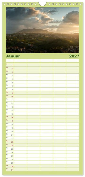 Produktbild: Familienplaner 2027 - San Marino Die &auml;lteste Republik der Welt mit 5 Spalten (Wandkalender, 21 x 45 cm) CALVENDO